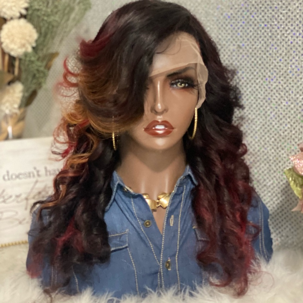 🔥SOLD-OUT New 24”Fire Sunset💯Brazilian Human Hair 13X6 HD Transparent Wig🔥